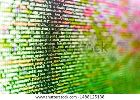 Website Coding. Website HTML Code on the Laptop Display Closeup Photo. Failure in the program, blue screen, programming. Business Corporate Word Search Puzzle