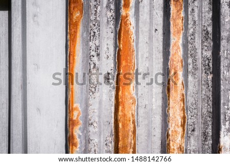 Rusty iron fence. The background