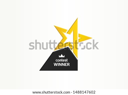 First place, contest winner, number one creative symbol concept. Award, champion abstract business logo idea. Gold star trophy icon. Corporate identity logotype, company graphic design tamplate Royalty-Free Stock Photo #1488147602