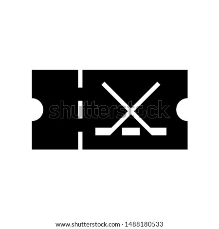 Ice hockey ticket silhouette icon. Clipart image isolated on white background