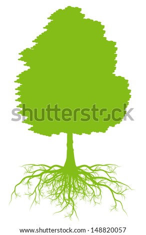 Tree with roots background ecology vector concept