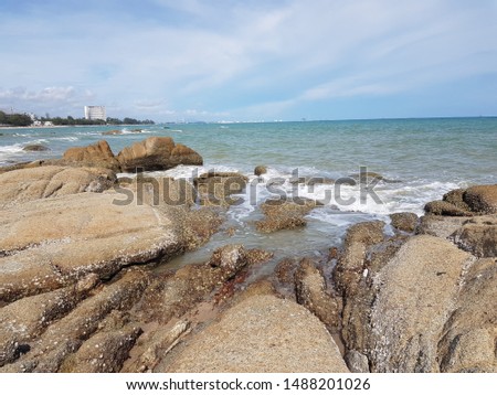 Many rocks and sea water