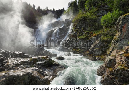 Rutor Waterfall in aosta Valley, northern Italy