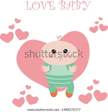 Cute Baby Illustration For Sticker Design