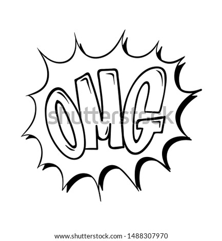 OMG! explosion comic style superhero doodle lettering. Print design modern vector cartoon illustration for children kid. Fashion print design for t-shirt clothes tee coloring badge patch sticker pin.