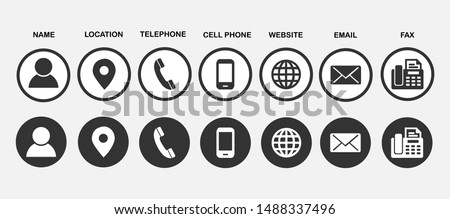 Contact information icons for business card on grey background Royalty-Free Stock Photo #1488337496