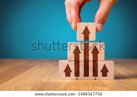 Business improvement, personal development and growth concept. Business person motivate to be market leader and the best. Benchmarking concept. Royalty-Free Stock Photo #1488367736