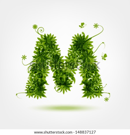 Green eco letter M for your design