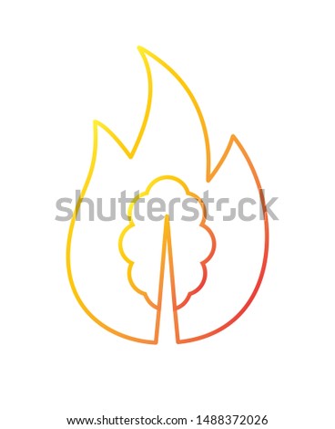 Vector orange gradient outline forest fire icon isolated on white background