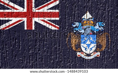 Flag of Tristan da Cunha close up painted on a cracked wall