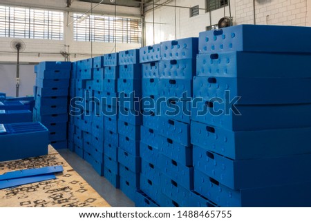 Stacks of recyclable shipping boxes