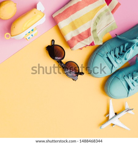 summer holidays travel concept background  with sunglasses