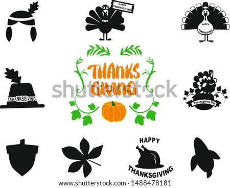 Thanksgiving Day, Thanksgiving Signs. Vector, EPS FILE