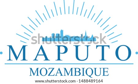 Maputo Mozambique City. Banner Design. City Skyline. Silhouette Vector. Famous Monuments.