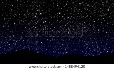 Starry Night above gigantic mountain with dark blue light be hide.