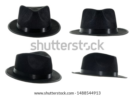Michael Jackson black fedora hat isolated on a white background.  Royalty-Free Stock Photo #1488544913