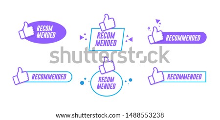 vector illustration set banner recommended with thumbs up Royalty-Free Stock Photo #1488553238