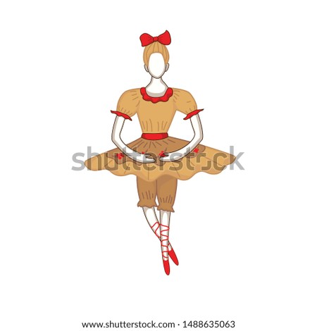 Girl Ballerina Dance Isolated. Young Ballerina in a yellow Dress