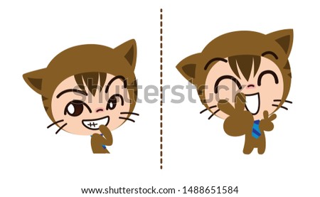 Cute Character Cartoon Cats doing emotional expressions, Vector illustration.