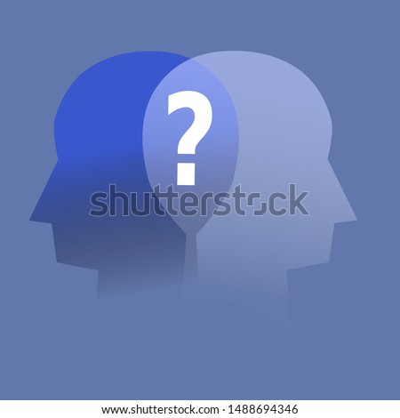 Split personality. Bipolar disorder mind mental. Mood disorder. Dual personality concept. Blue background
