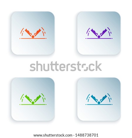 Color Trap hunting icon isolated on white background. Set icons in colorful square buttons. Vector Illustration