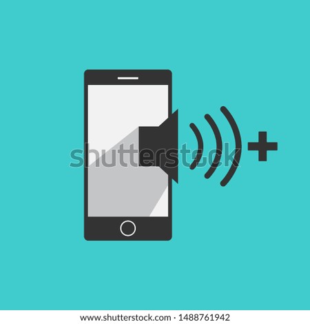 Volume up Mobile phone icon vector in modern flat style for web, graphic and mobile design. Mobile phone icon vector isolated on white background