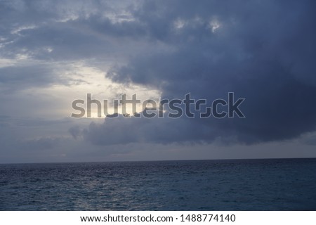 Amazing evening sunset clouds snd sea sun rays 