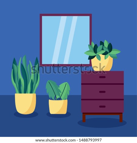 decorative house plants interior drawer nature vector illustration