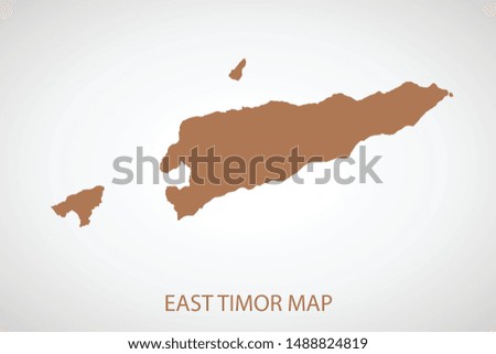 East Timor map, brown color and country name. Map of Asia. Vector map on gray background. Symbol for your web site design map logo. app, ui, Travel vector eps10, concept Illustration.