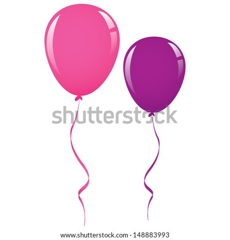 vector pink and purple balloon ribbon