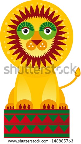 Big lion in the circuson a white background. Vector