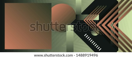 Simple geometric abstract banner vector banner design. Sand yellow tint color creative 3d universe with lines, dots, gradients
