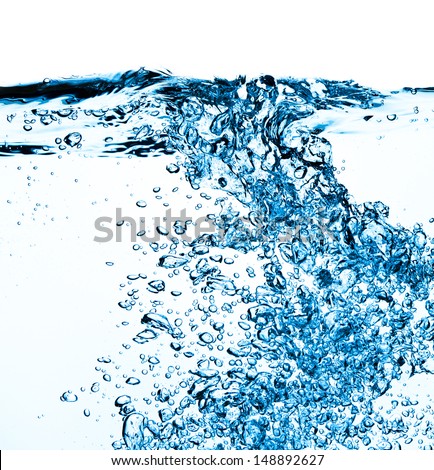 closeup of bubbles in blue water