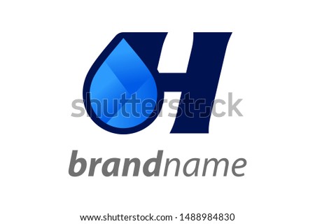 Simple illustration logo design initial H combine with water icon.