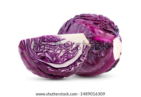 Red cabbage slice isolated on white background.  Royalty-Free Stock Photo #1489016309