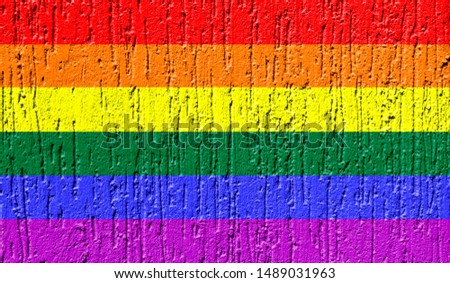 Flag of lgbt close up painted on a cracked wall