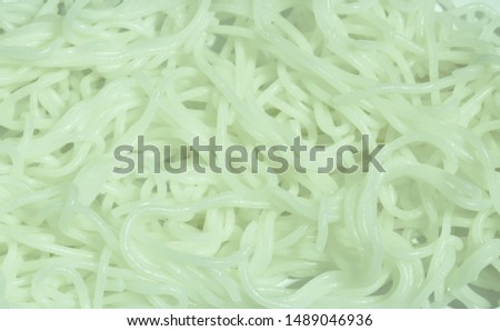 close up of Thai rice noodles on white background