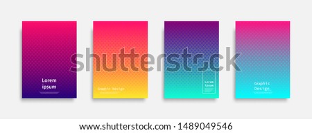 Minimal covers design. Halftone dots colorful design. Future geometric patterns. Eps10 vector. Royalty-Free Stock Photo #1489049546