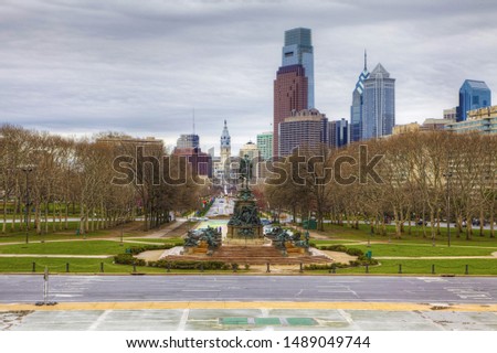 The Philadelphia city center from the Museum of Art