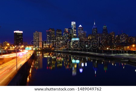 A night view of the Philadelphia City center