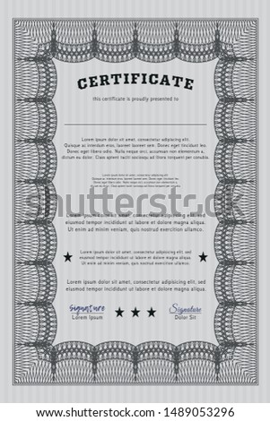 Grey Certificate template. Perfect design. Easy to print. Vector illustration. 