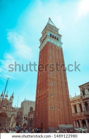 picture of campanile di san marco bell tower in venice italy square summer time