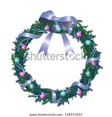 vector illustration of christmas wreath. EPS 10 opacity