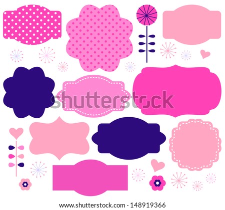Retro paper patterned colorful tags isolated on white