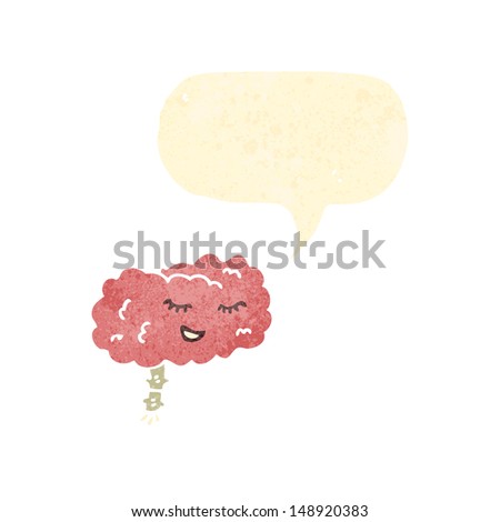 retro cartoon brain with speech bubble