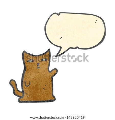 retro cartoon cat with speech bubble