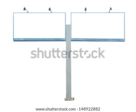 old blank billboard isolated on white background