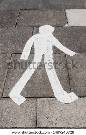Pedestrian walking zone lane area symbol.  Safety and information symbol