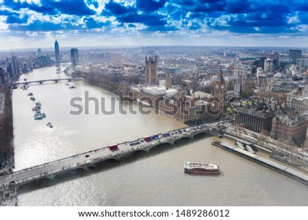 aerial view of London city skyline, panorama
