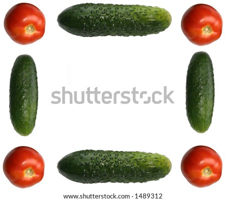 Picture frame made out of different vegetables, isolated on white